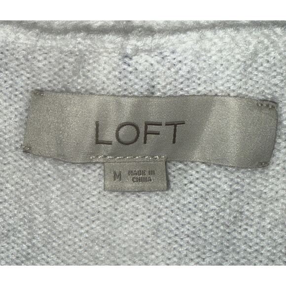 Ann Taylor Loft Sweater Womens M White Vneck Pullover Paisley Print Cotton Blend - Picture 2 of 4